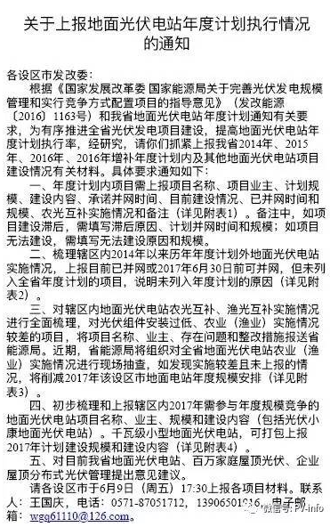 開始掐農光？浙江要求緊急上報地面光伏電站年度計劃執(zhí)行情況