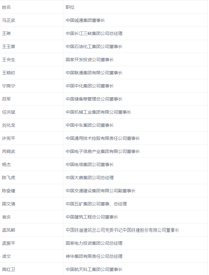 國網(wǎng)、國電投、大唐、神華、三峽等8家能源企業(yè)，總計29家央企大佬入選十九大代表