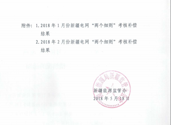2018年1、2月新疆電網(wǎng)“兩個(gè)細(xì)則” 考核補(bǔ)償情況（光伏）
